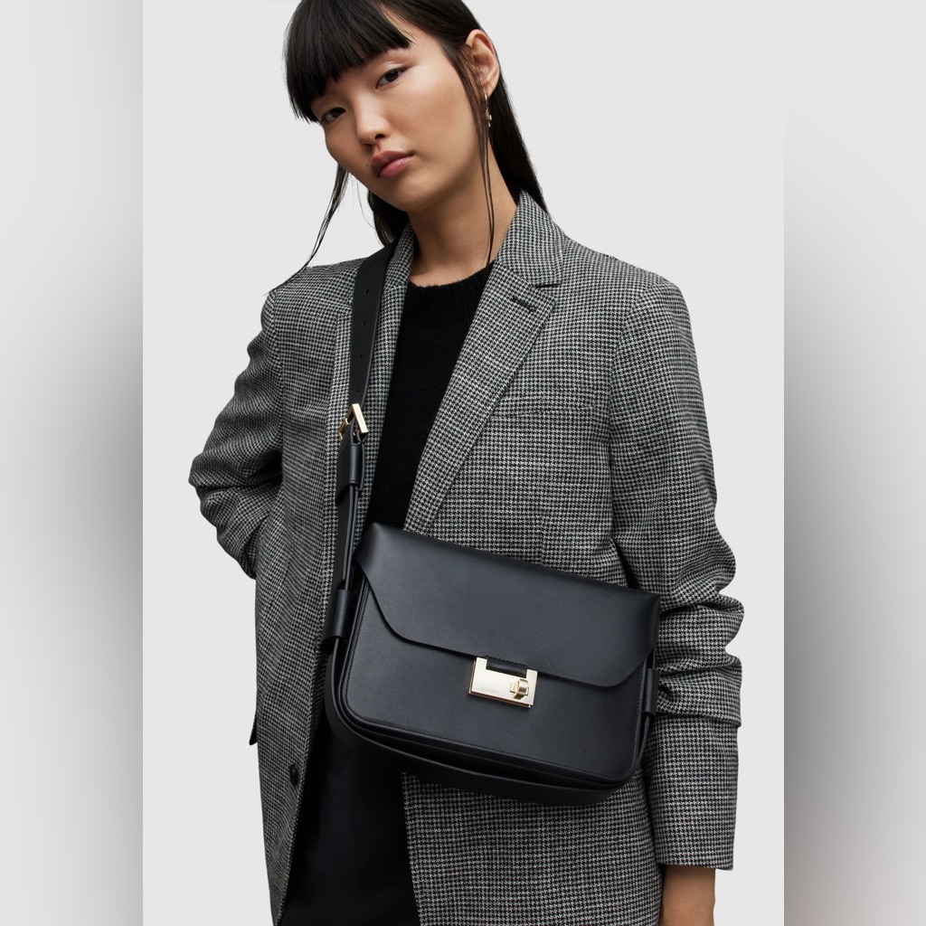 All Saints - Etienne Leather Shoulder Bag - Black With Gold Hardware